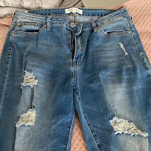 Almost Famous Blue Distressed Flare Jeans